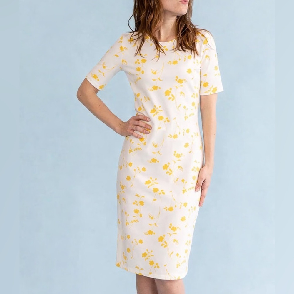 Sonnet James Yellow Floral Modest Classy Play Dress XS NEW